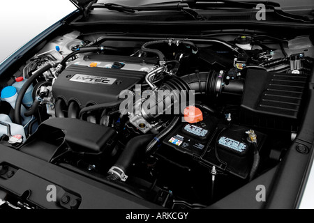 2008 Honda Accord LX-S in Silver - Engine Stock Photo