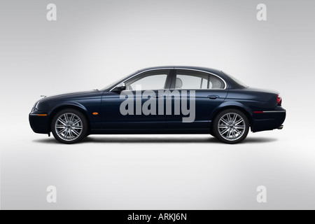 2008 Jaguar S-TYPE 3 in Blue - Drivers Side Profile Stock Photo