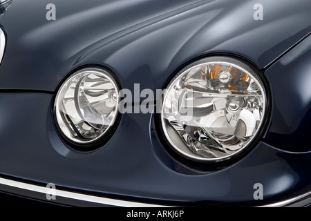 2008 Jaguar S-TYPE 3 in Blue - Headlight Stock Photo