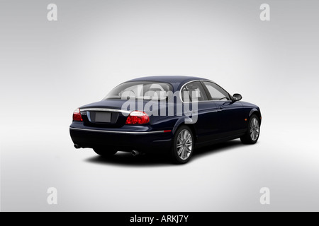 2008 Jaguar S-TYPE 3 in Blue - Rear angle view Stock Photo