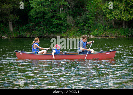 Canoeing on the Au Sable River at the Rifle River Recreational Area near Mio Michigan MI Stock Photo