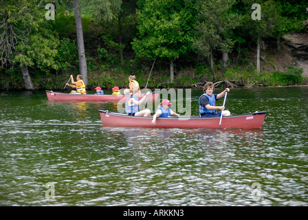 Canoeing on the Au Sable River at the Rifle River Recreational Area near Mio Michigan MI Stock Photo