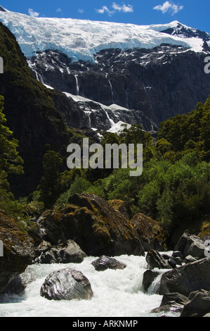 A river on Rob Roy Glacier Hiking Track, Mount Aspiring National Park, South Island, New Zealand, Pacific Stock Photo