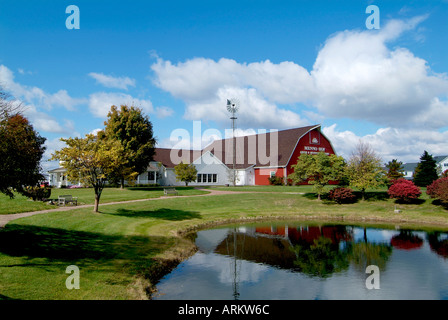 The Menno Hoff farm is a popular tourist attraction depicting Amish and Mennonite Life in and around Shipshewana Indiana Stock Photo