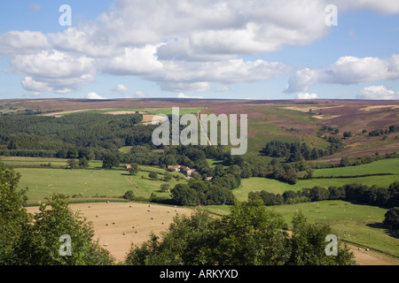 'Surprise View' of Farndale famous rural vista in early autumn in North York Moors 'National Park'. Gillamoor North Yorkshire. Stock Photo