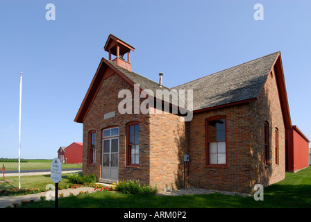 One room red brick school schoolhouse Stock Photo