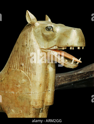 Head of a funerary couch in the form of a hippopotamus goddess, from the tomb of the pharaoh Tutankhamun Stock Photo