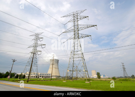 The Davis Besse electrical nuclear power plant at Oak Harbor Ohio near Port Clinton serving Toledo Ohio Stock Photo