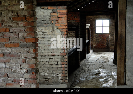 Inside of one of the huts for women Auschwitz Birkenhau Stock Photo