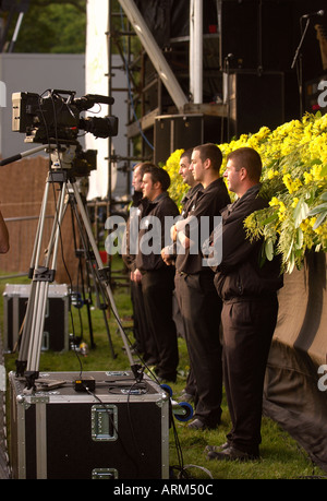 SECURITY GUARDS AT A CONCERT AT THE WESTONBIRT ABORETUM IN GLOUCESTERSHIRE UK Stock Photo