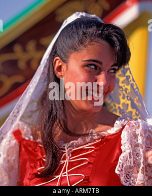 Woman in National Dress Malta Stock Photo