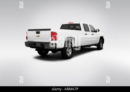 2008 Chevrolet Silverado 3500 LT in White - Rear angle view Stock Photo