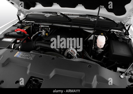 2008 Chevrolet Silverado 3500 LT in White - Engine Stock Photo