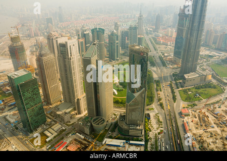 Aerial view from Oriental Pearl Tower of Lujiazui Finance and Trade zone, Shanghai, China, Asia Stock Photo
