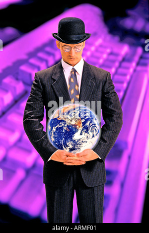 Man controlling the world Stock Photo