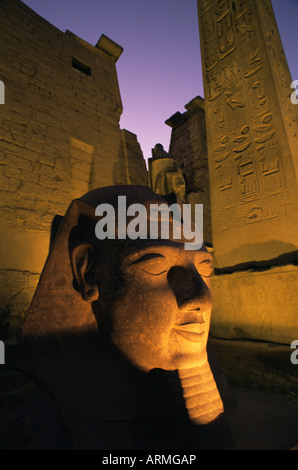 Statue of the pharaoh Ramses II at entrance to the Temple of Luxor, Thebes, UNESCO World Heritage Site, Egypt, North Africa Stock Photo