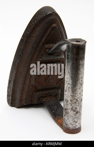 An old Victorian antique domestic smoothing iron. Stock Photo