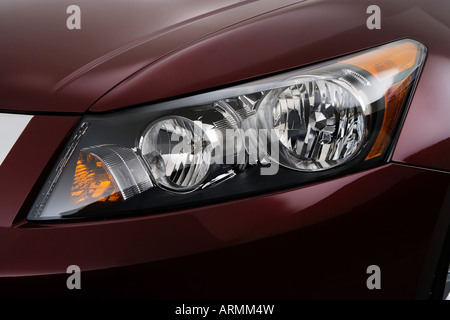 2008 Honda Accord LX Premium in Red - Headlight Stock Photo