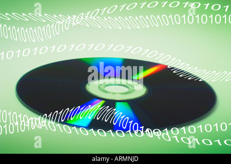 CD with Binary Numbers Stock Photo