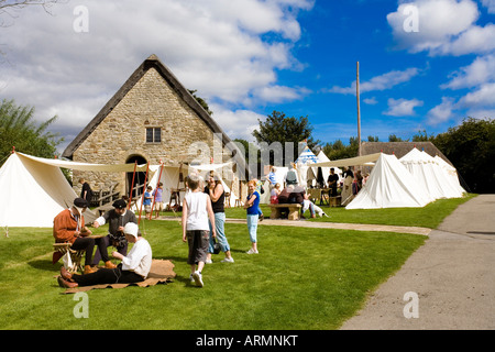 Rosa Mundi medieval re enactors at the Ryedale Folk Museum Hutton le Hole North Yorkshire Moors National Park Stock Photo