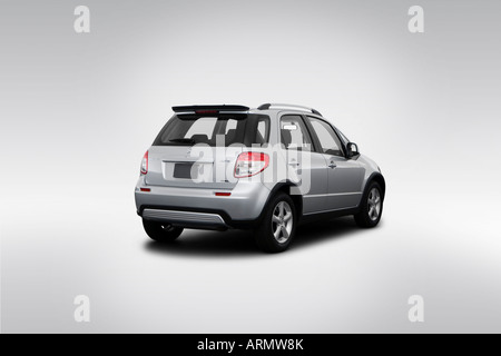 2008 Suzuki SX4 Crossover Touring in Silver - Rear angle view Stock Photo