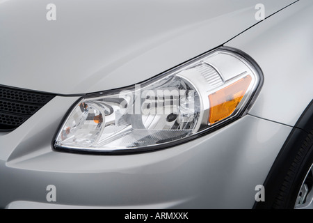 2008 Suzuki SX4 Crossover Touring in Silver - Headlight Stock Photo