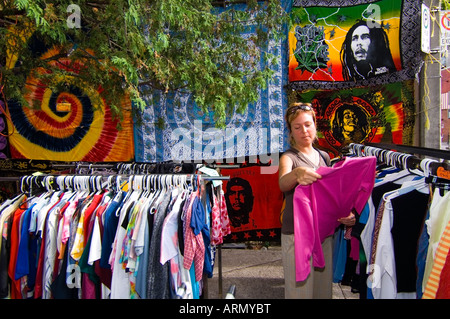 Woman retro clothes shopping in Kensington Market area, Toronto, Ontario, Canada Stock Photo