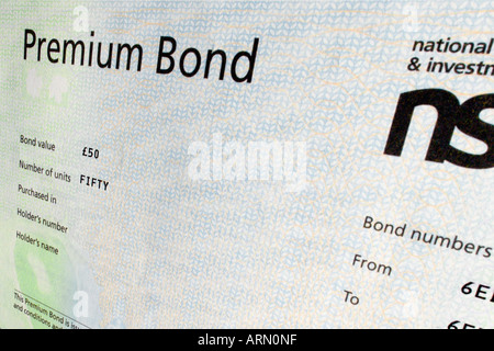 Premium Bond Certificate. Investment bond. Stock Photo