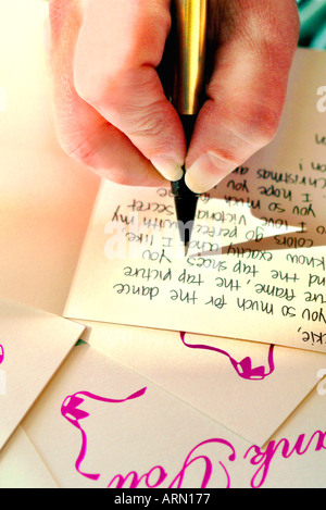 Thank you note with pen tip Stock Photo