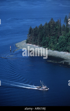 Johnstone Strait, Commercial fishing boat, Vancouver Island, British Columbia, Canada. Stock Photo