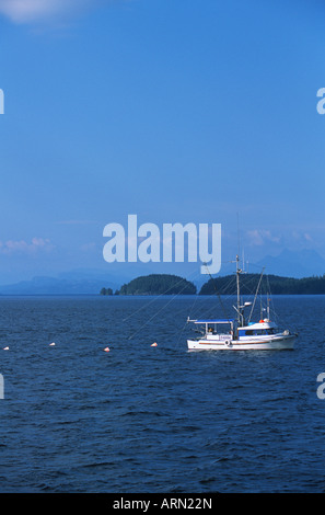 Commercial fishing boat, Johnstone Strait, Vancouver Island, British Columbia, Canada. Stock Photo