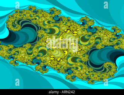 Computer generated fractal image showing a graphical representation of an iterative mathematical function Stock Photo