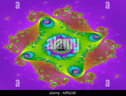 Computer generated fractal image showing a graphical representation of an iterative mathematical function Stock Photo