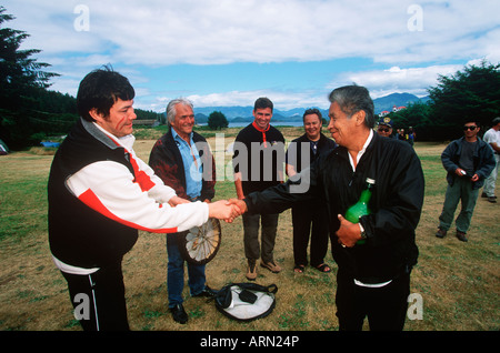 First Nations exchange of gifts at Friendly Cove (Yuquot), British Columbia, Canada. Stock Photo