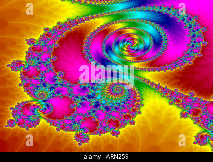 Computer generated fractal image showing a graphical representation of an iterative mathematical function Stock Photo