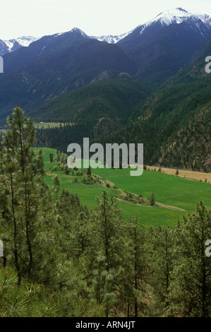 Benchland farm along Fraser river between Lytton and Liilooet, British Columbia, Canada. Stock Photo