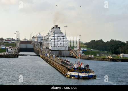 The Crown Princess going through the Panama Canal. Stock Photo