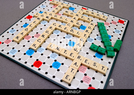 generic scrabble board with credit crunch wording Stock Photo