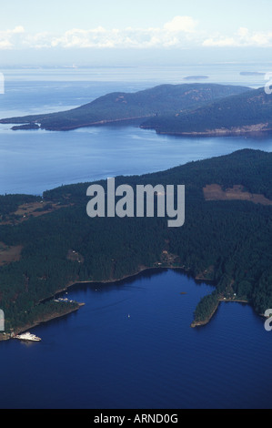 Aerial view of Pender Island Ferry terminal at Otter Bay, British Columbia, Canada. Stock Photo