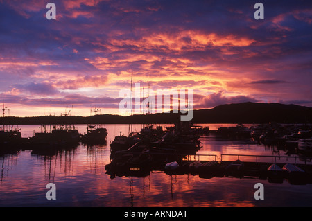 Prince Rupert waterfront below Cow Bay at dusk, British Columbia, Canada. Stock Photo