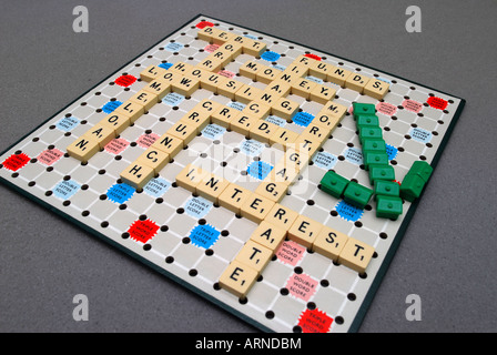 generic scrabble board with credit crunch wording Stock Photo