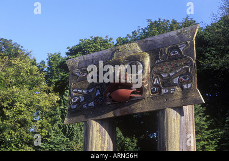 Totem poles on the grounds of the University of British Columbia Museum of Anthropology, British Columbia, Canada. Stock Photo