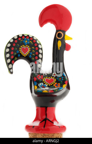 cockerel Barcelos Ceramic bottle stopper wine square red black white Portugal Portuguese portrait life