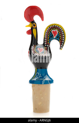 cockerel Barcelos Ceramic bottle stopper wine square red black white Portugal Portuguese portrait life