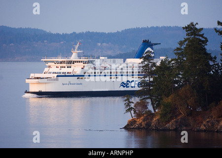 BC Ferry in waters of Georgia Strait, British Columbia, Canada. Stock Photo