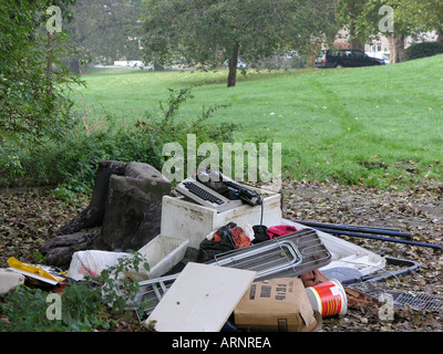 Fly tipping Ladywell Fields Park Lewisham London UK SE4 Stock Photo