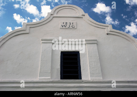 Gable of Cape Dutch Architecture building Prince Albert South Africa Stock Photo