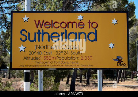 Welcome to Sutherland sign, Northern Cape South Africa Stock Photo
