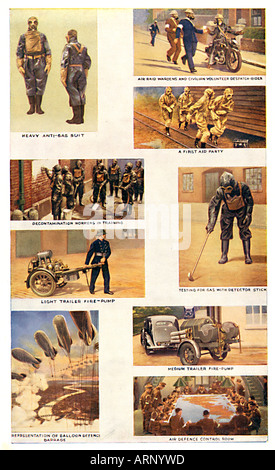Blitz Cigarette Cards 1940 set of cards showing the work of the London air raid wardens and defences Stock Photo