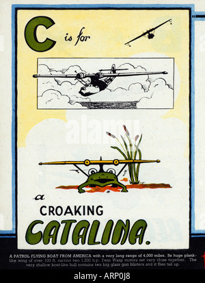 C is For Catalina 1943 English wartime childrens alphabet book of fighting airplanes the flying boat as a frog Stock Photo